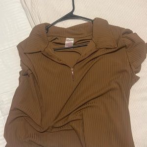 Brown Half Zip Shirt